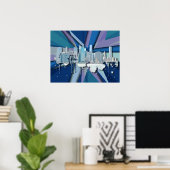 Poster Skyline de New York | Bleu 3D (Bureau à domicile)