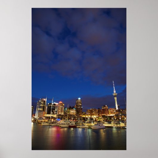 Poster Skyline de nuit Auckland (Devant)