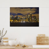Poster Skyline de nuit de Chicago (Cuisine)