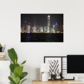 Poster Skyline de nuit de Hong Kong (Bureau à domicile)