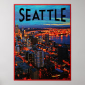 Poster Skyline de nuit de Seattle (Devant)