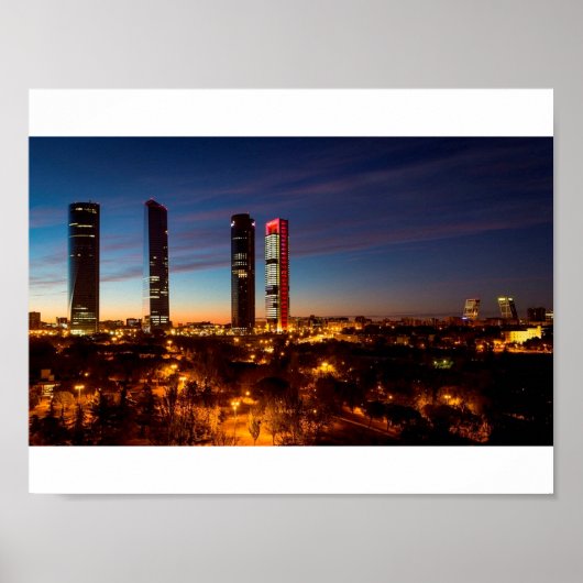 Poster Skyline de nuit Madrid (Devant)