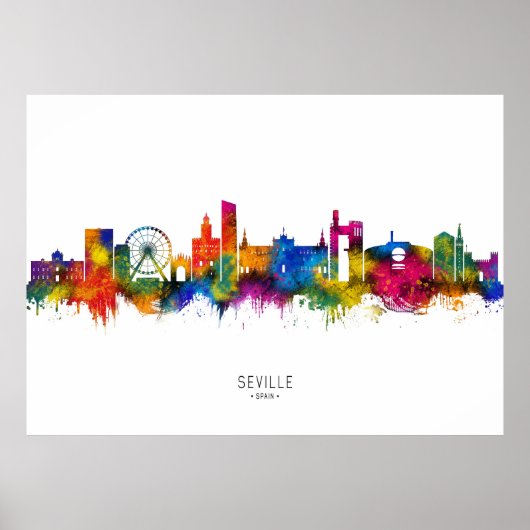 Poster Skyline de Séville Espagne (Devant)