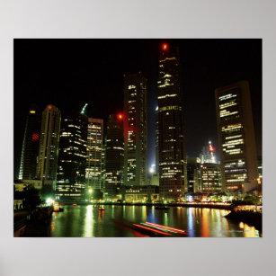 Poster Skyline de Singapour la nuit