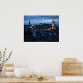 Poster Skyline d'Édimbourg à la tombée de la nuit (Cuisine)