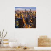 Poster Skyline du centre-ville de Chicago à la tombée de  (Cuisine)