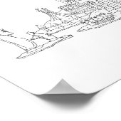 Poster Skyline du monde (Noir + Blanc) (Coin)