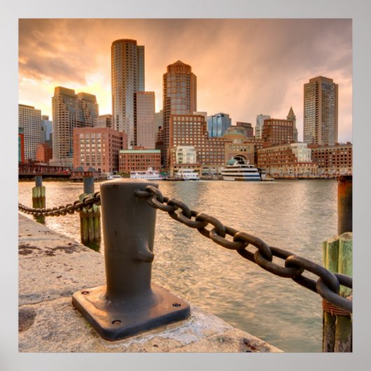 Poster Skyline du quartier financier de Boston (Devant)