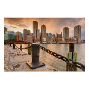 Poster Skyline du quartier financier de Boston