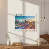 Poster Skyline dynamique de Detroit au coucher du soleil