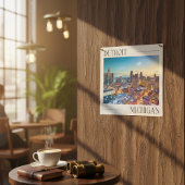 Poster Skyline dynamique de Detroit au coucher du soleil