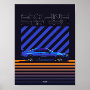 Poster Skyline GT-R R34 Bayside Blue
