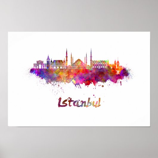 Poster Skyline in watercolor (Devant)