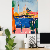 Poster Skyline Istanbul avec Waterfront dans Fauvist Art (Bureau à domicile)
