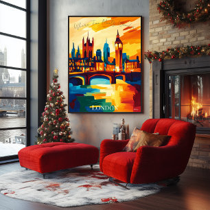 Poster Skyline londonienne dynamique dans le style Fauvis