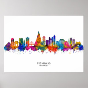 Poster Skyline Pyongyang Corée du Nord
