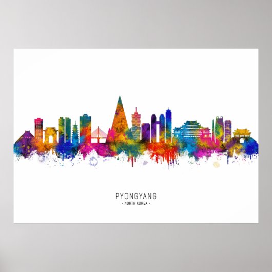 Poster Skyline Pyongyang Corée du Nord (Devant)