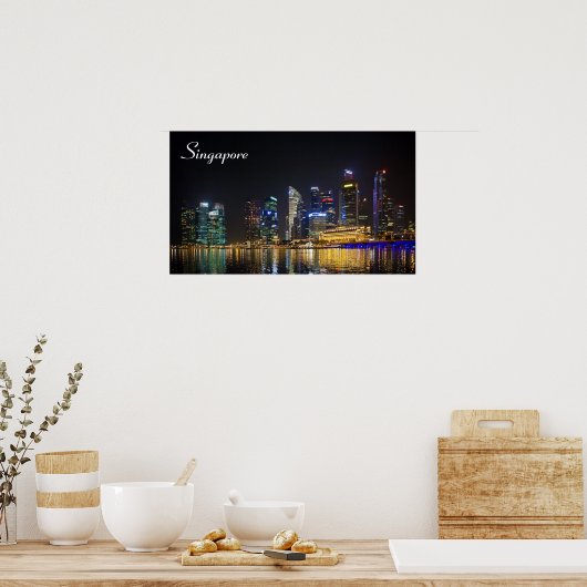 Poster Skyline Singapour pittoresque (Cuisine)