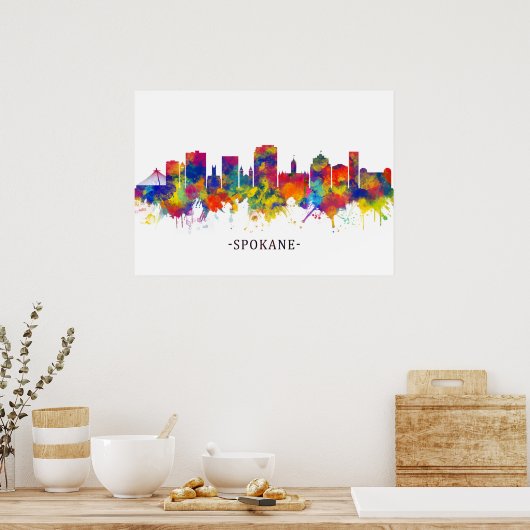 Poster Skyline Spokane Washington (Cuisine)
