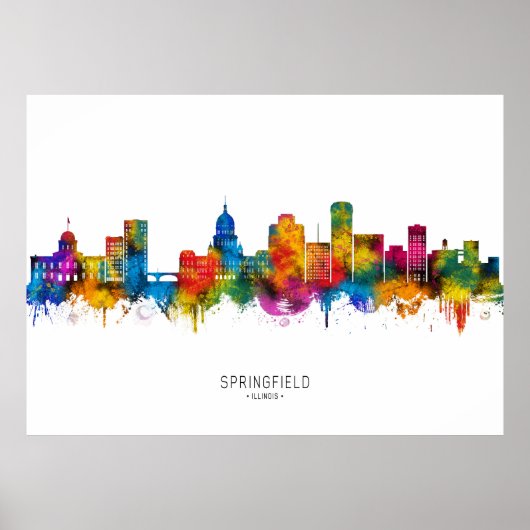 Poster Skyline Springfield Illinois (Devant)