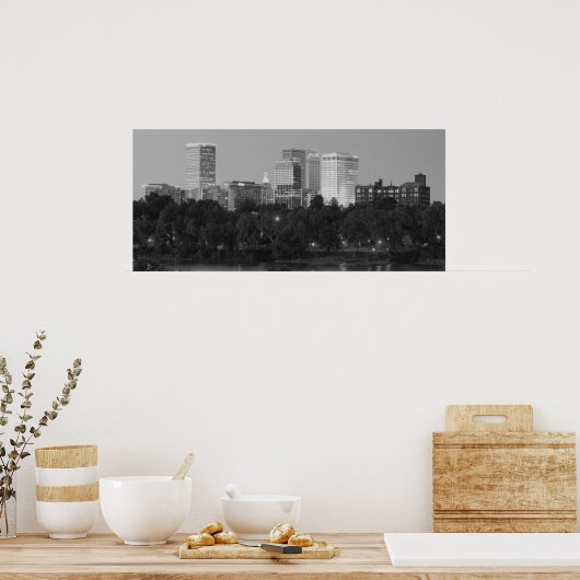 Poster Skyline Tulsa noir et blanc (Cuisine)