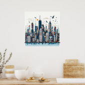Poster Skyline urbain (Cuisine)