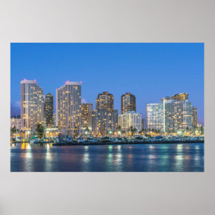 Poster Skyline urbain de Waikiki