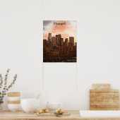 Poster Skyline vintage Minneapolis Minnesota (Cuisine)