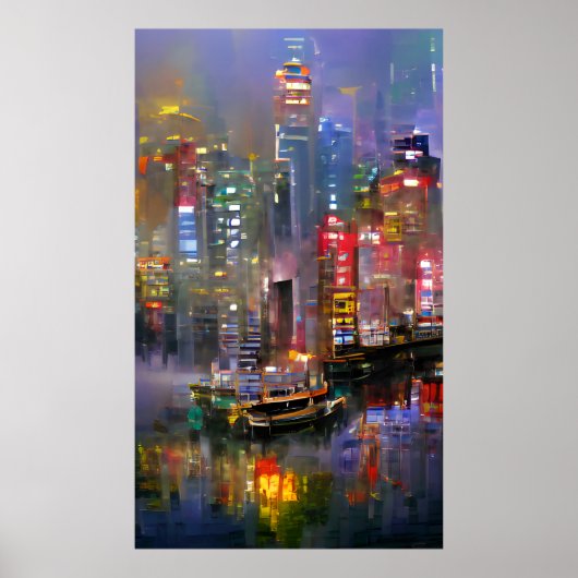 Poster Skyscraper - Peinture Abstraite colorée (Devant)
