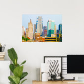 Poster Skyscrapers High Rise Downtown Kansas City Skyline (Bureau à domicile)