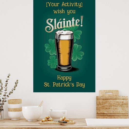 Poster Slàinte ! Saint Patrick's Day Pint of Beer on Gree (Cuisine)