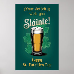 Poster Slàinte ! Saint Patrick's Day Pint of Beer on Gree