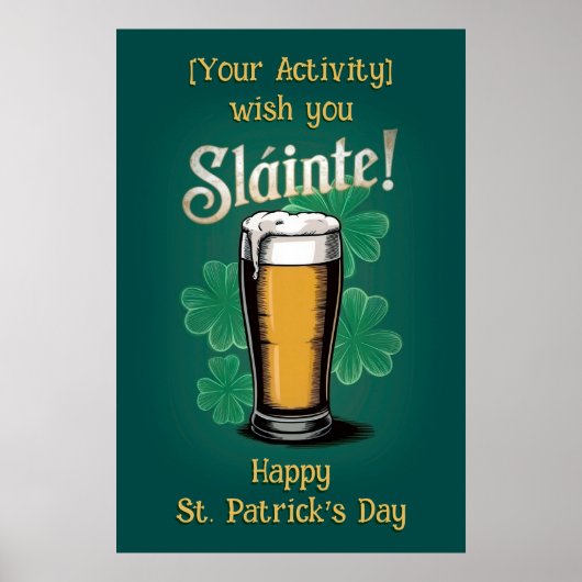 Poster Slàinte ! Verre de bière de la Saint-Patrick sur f (Devant)