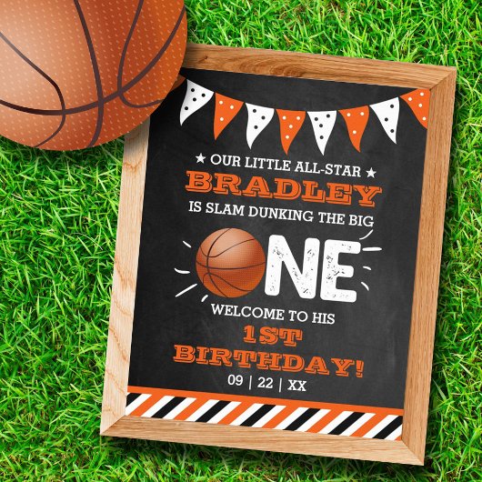 Poster Slam Dunking The Big One | Basketball 1er annivers