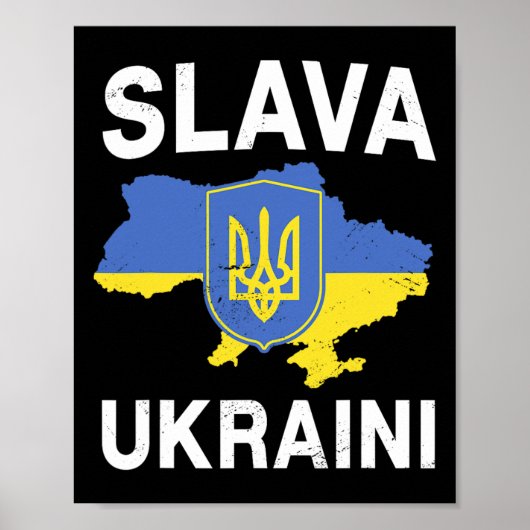 Poster Slava Ukraini Ukraine Map Support Ukrainian Pride  (Devant)