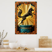 Poster Sleek Art Deco Panther Silhouette Black Gold (Cuisine)