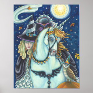 POSTER SLEEPER HOLLOW WITCH UNICORN OWL, HALLOWEEN IMAGIN