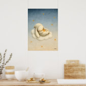 Poster Sleeping Bunny Cloud Nursery Baby Illustration (Cuisine)