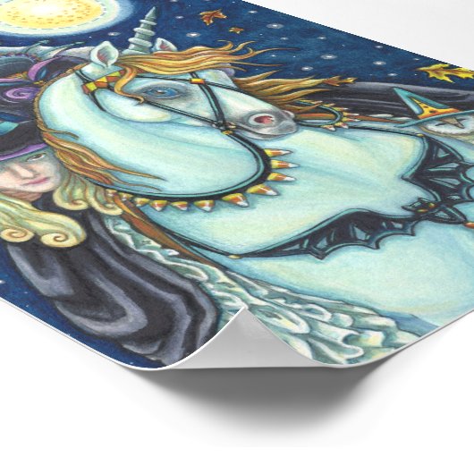 POSTER SLEEPING HOLLOW WITCH UNICORN & OWL HALLOWEEN POST (Coin)