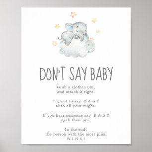 Poster Sleeping Little Elephant Boy Ne pas dire Baby Game