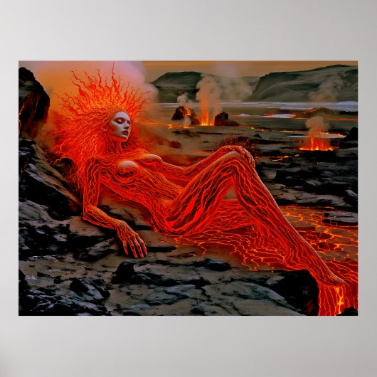Poster "Sleeping Magma" - Portrait de femme volcanique (Devant)