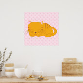 Poster Sleeping Orange Tabby Cat (Cuisine)