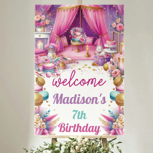 Poster Sleepover Fille Anniversaire Bienvenue Rose Purple