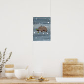 Poster Sleepy Bear Cub Watercolor Baby Nursery Artwork (Cuisine)