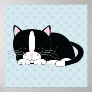 Poster Sleepy Kitty {Tuxedo}