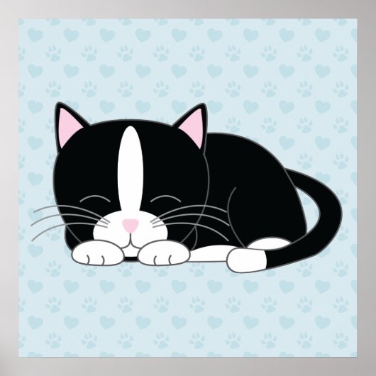 Poster Sleepy Kitty {Tuxedo} (Devant)