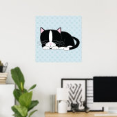 Poster Sleepy Kitty {Tuxedo} (Bureau à domicile)
