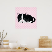 Poster Sleepy Kitty {Tuxedo} (Cuisine)