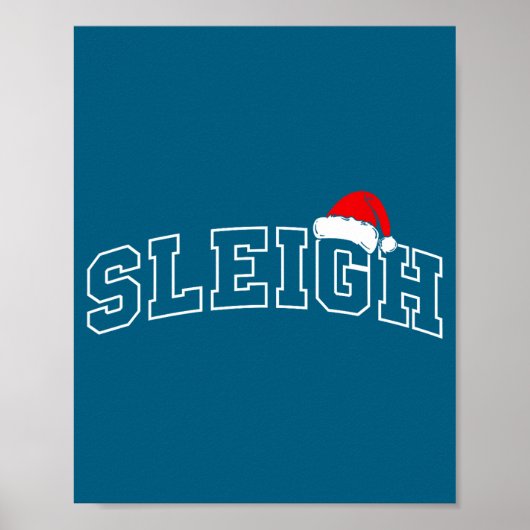 Poster Sleigh Christmas Varsity Minimal Text Santa Hat Fa (Devant)