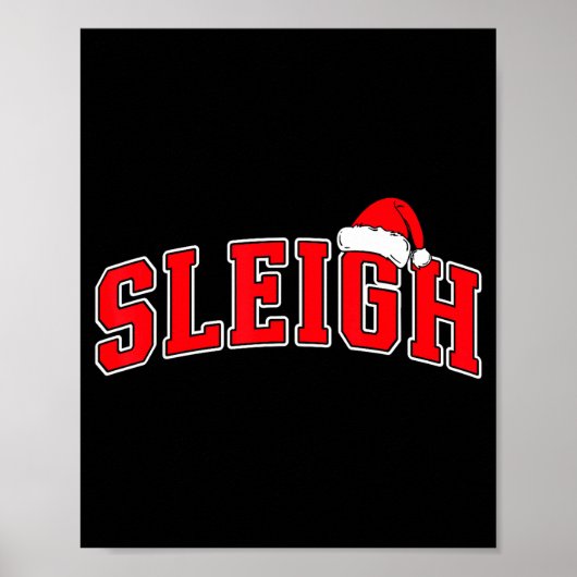 Poster Sleigh Christmas Varsity Text With Santa Hat Famil (Devant)